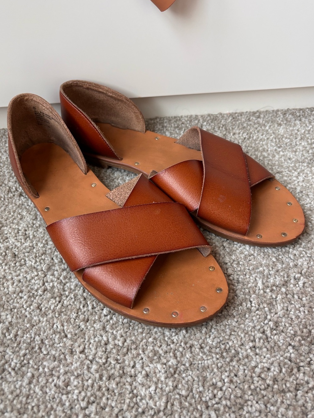 Merona Brown Leather Cross-Band Sandals